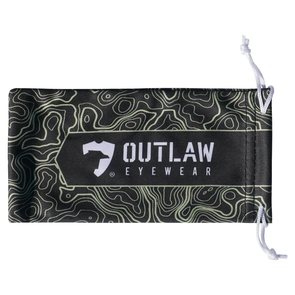 OutLaw Eyewear NVG camo glasses cleaning pouch with soft material for cleaning and protecting eyewear.