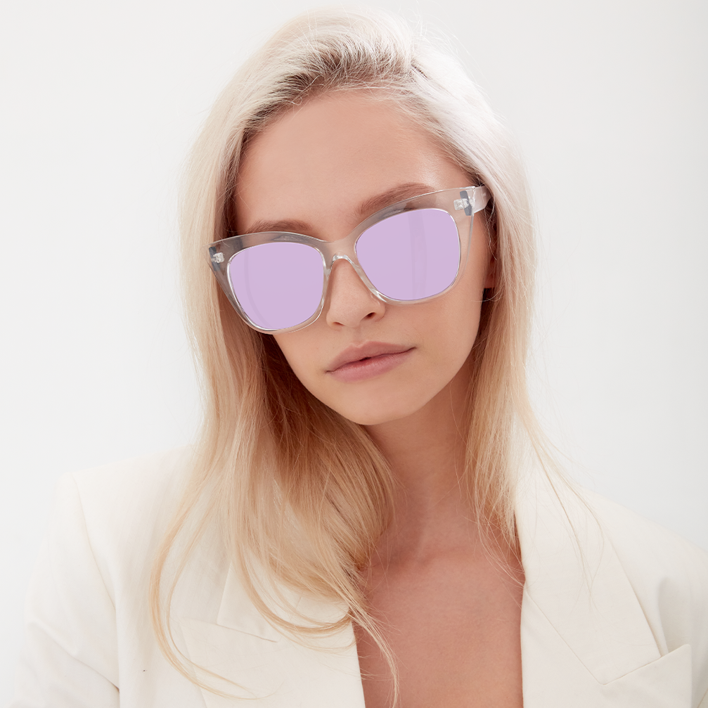 TopFoxx Venice Cateye Clear Purple Sunglasses