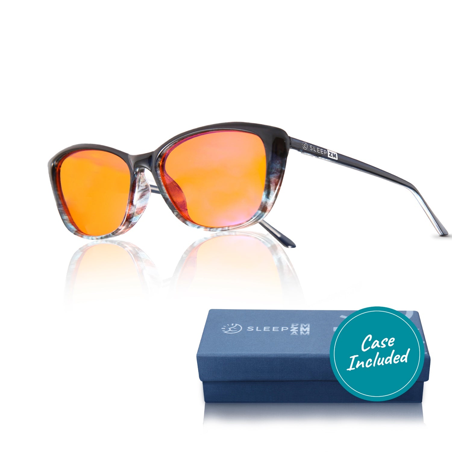Blue Light Glasses by Sleep ZM in Mystic Blue, night-time light blocking glasses with sleek design and blue tint for eye protection.