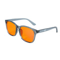 Blue Light Glasses by Sleep ZM with night-time Wayfarer design, blue frames and clear lenses for blocking blue light.