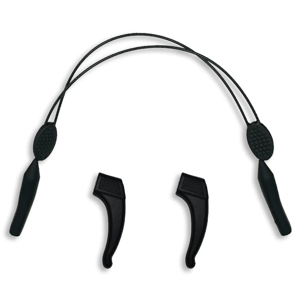 OutLaw Eyewear tactical glasses retaining cord with ear hook grips, designed to secure eyewear during active use.