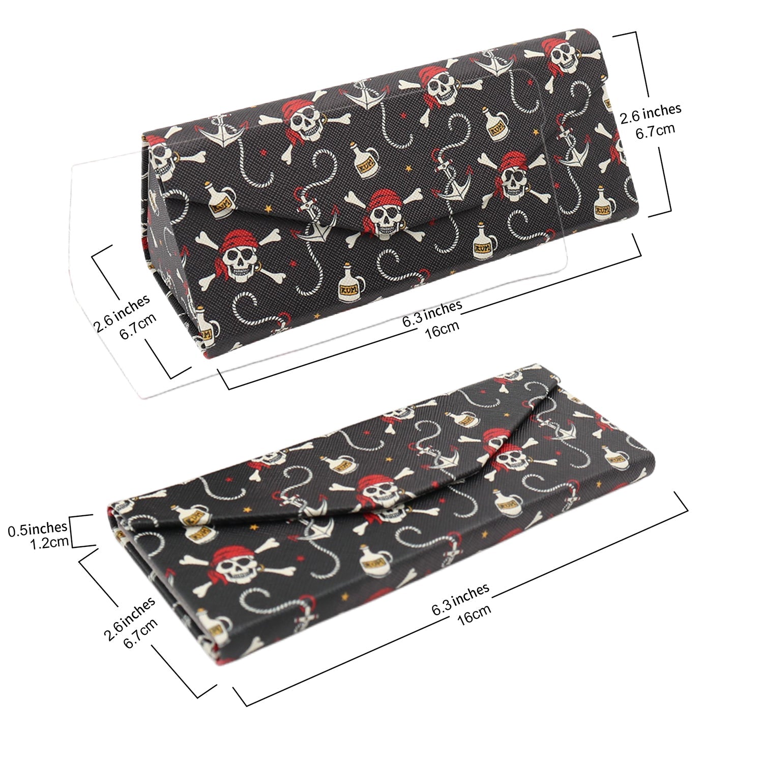 Pirate Skull Print Vegan Leather Glasses Case