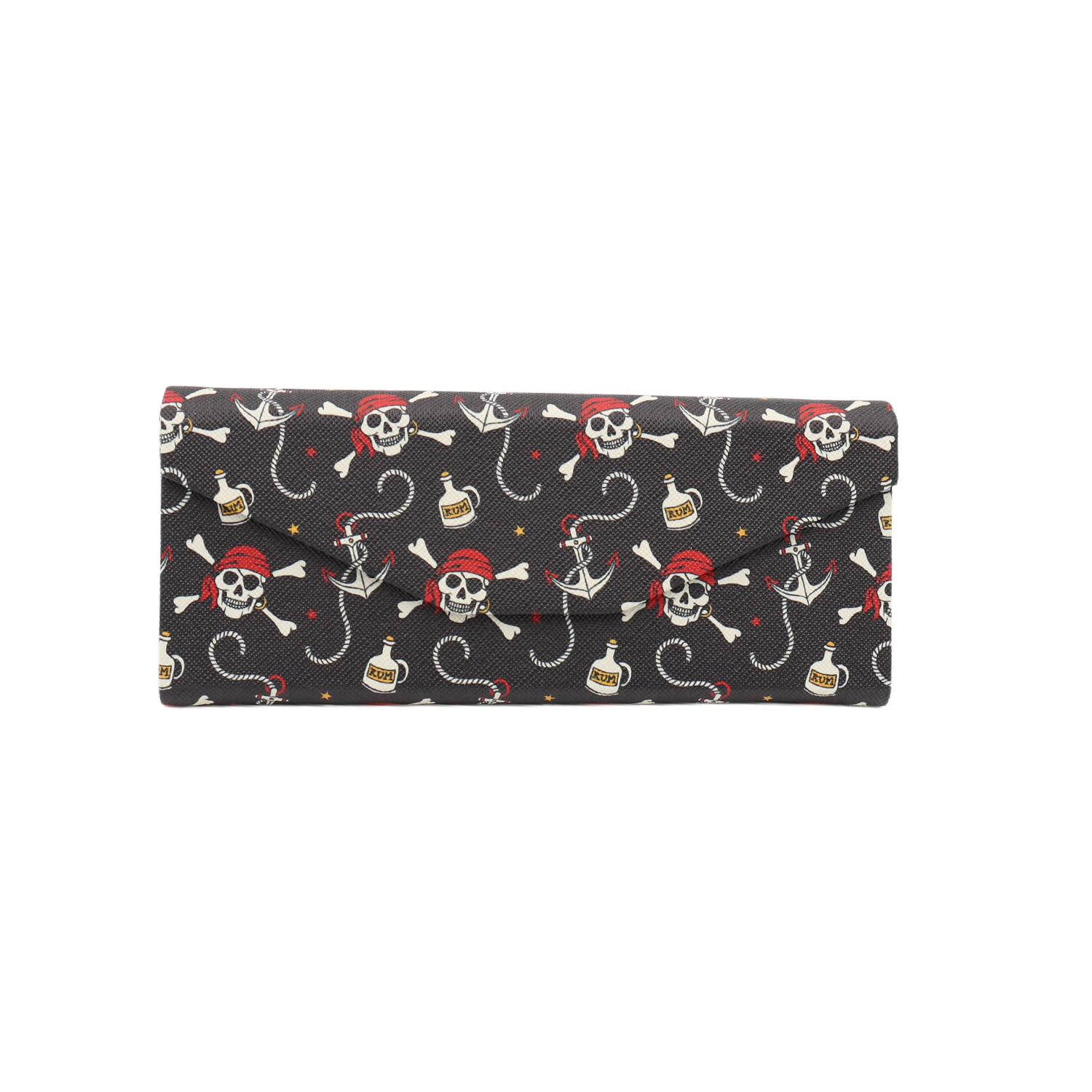 Pirate Skull Print Vegan Leather Glasses Case