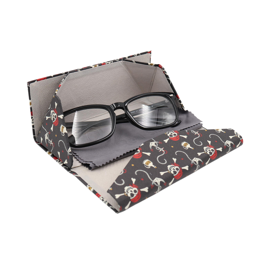 Pirate Skull Print Vegan Leather Glasses Case