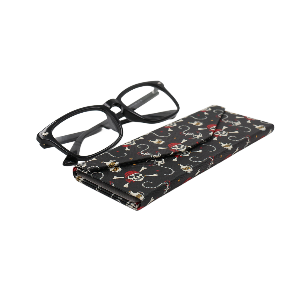 Pirate Skull Print Vegan Leather Glasses Case