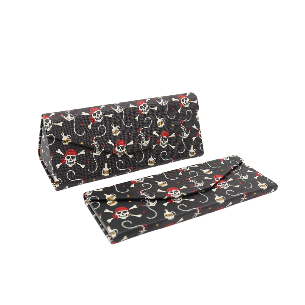 Pirate Skull Print Vegan Leather Glasses Case