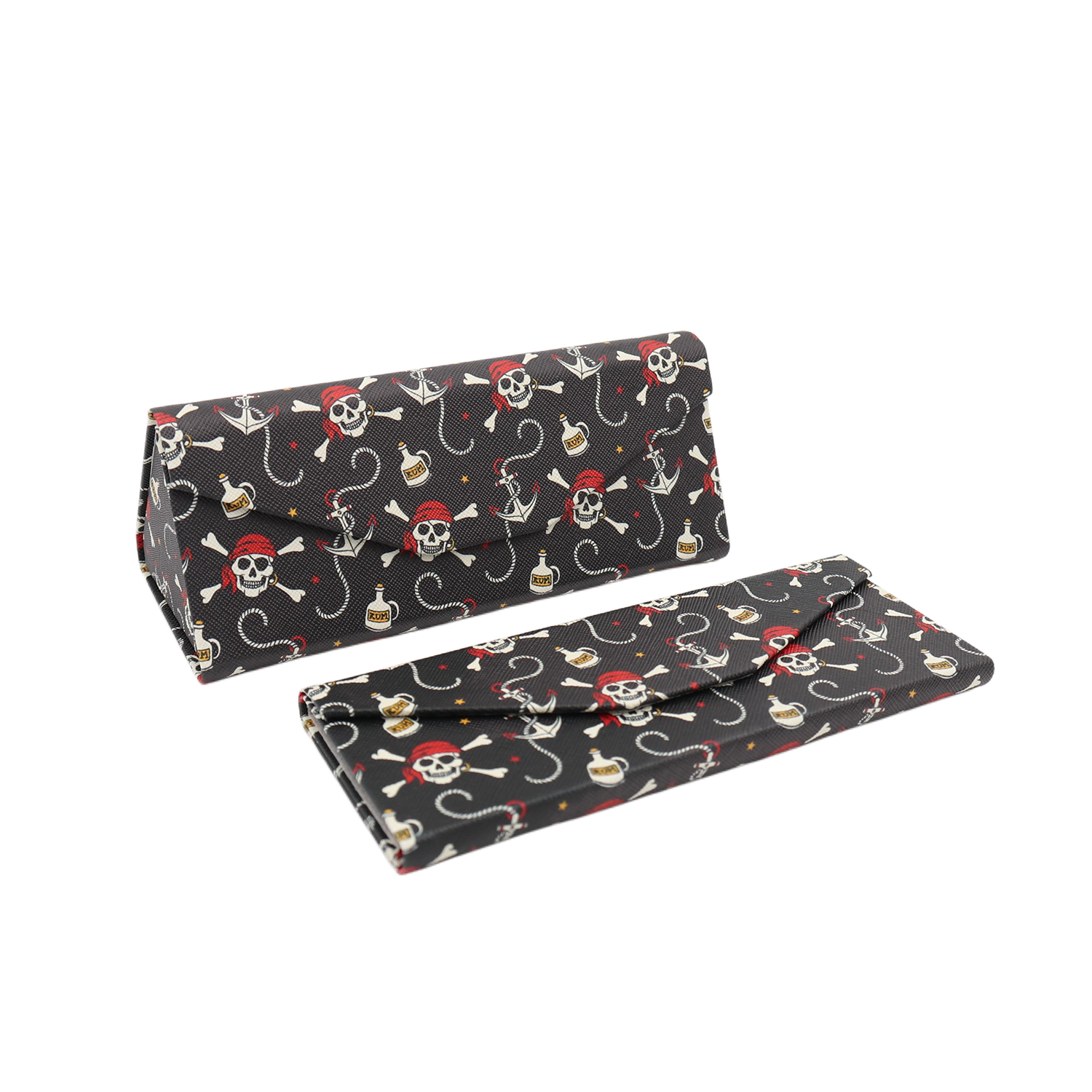 Pirate Skull Print Vegan Leather Glasses Case