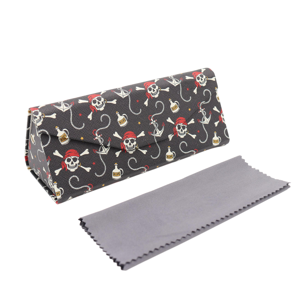 Pirate Skull Print Vegan Leather Glasses Case