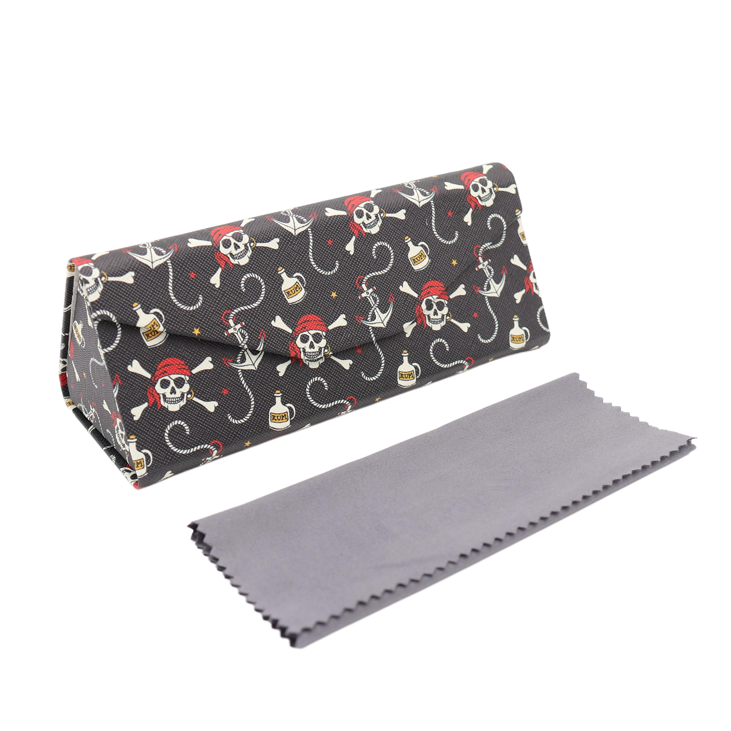 Pirate Skull Print Vegan Leather Glasses Case
