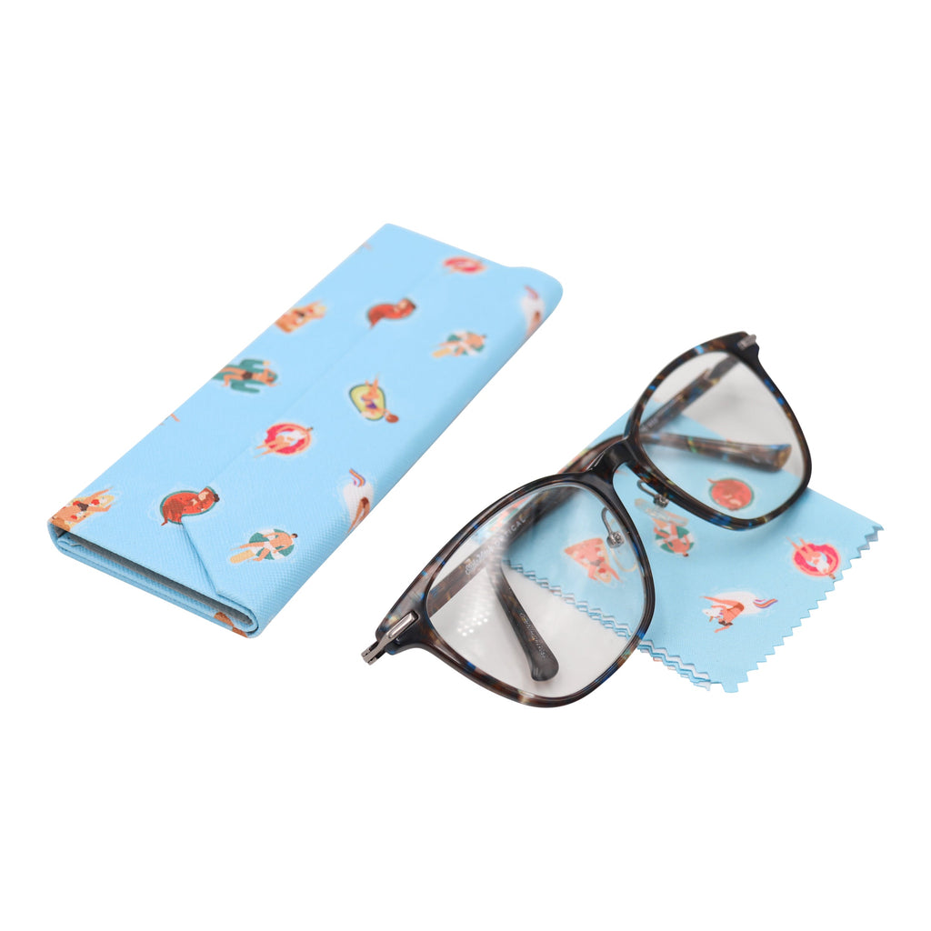 Pool Time Print Vegan Leather Glasses Case
