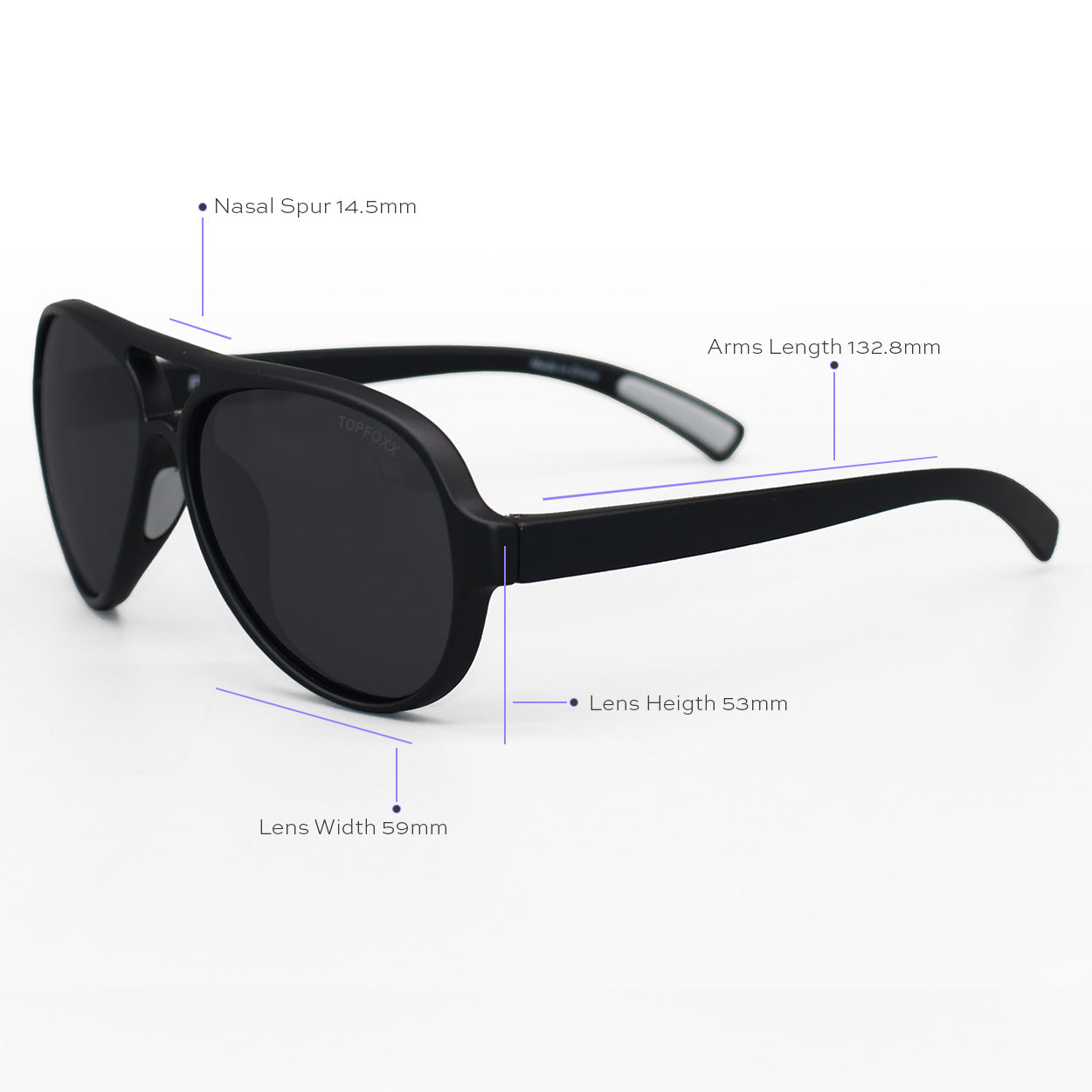 TopFoxx Poseidon Black Tangle-Free Floating Aviator Sunglasses