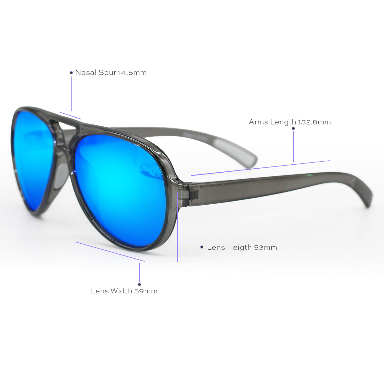 TopFoxx Poseidon Mirrored Blue Tangle-Free Floating Aviator Sunglasses
