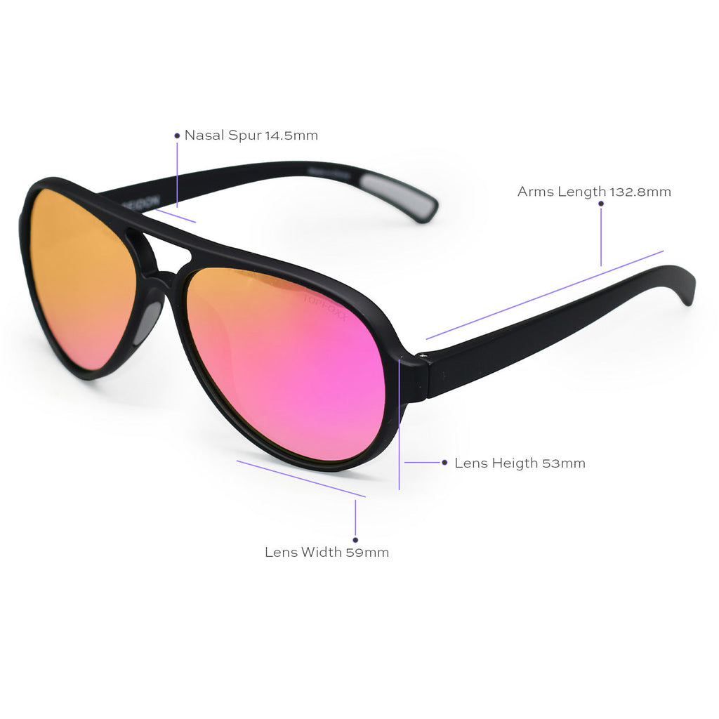 TopFoxx Poseidon Mirrored Pink Tangle-Free Floating Aviator Sunglasses