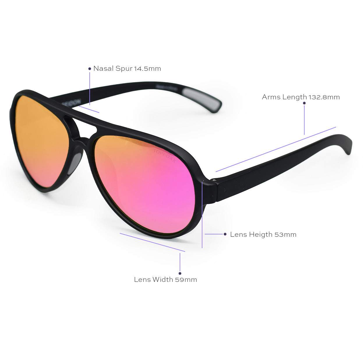 TopFoxx Poseidon Mirrored Pink Tangle-Free Floating Aviator Sunglasses