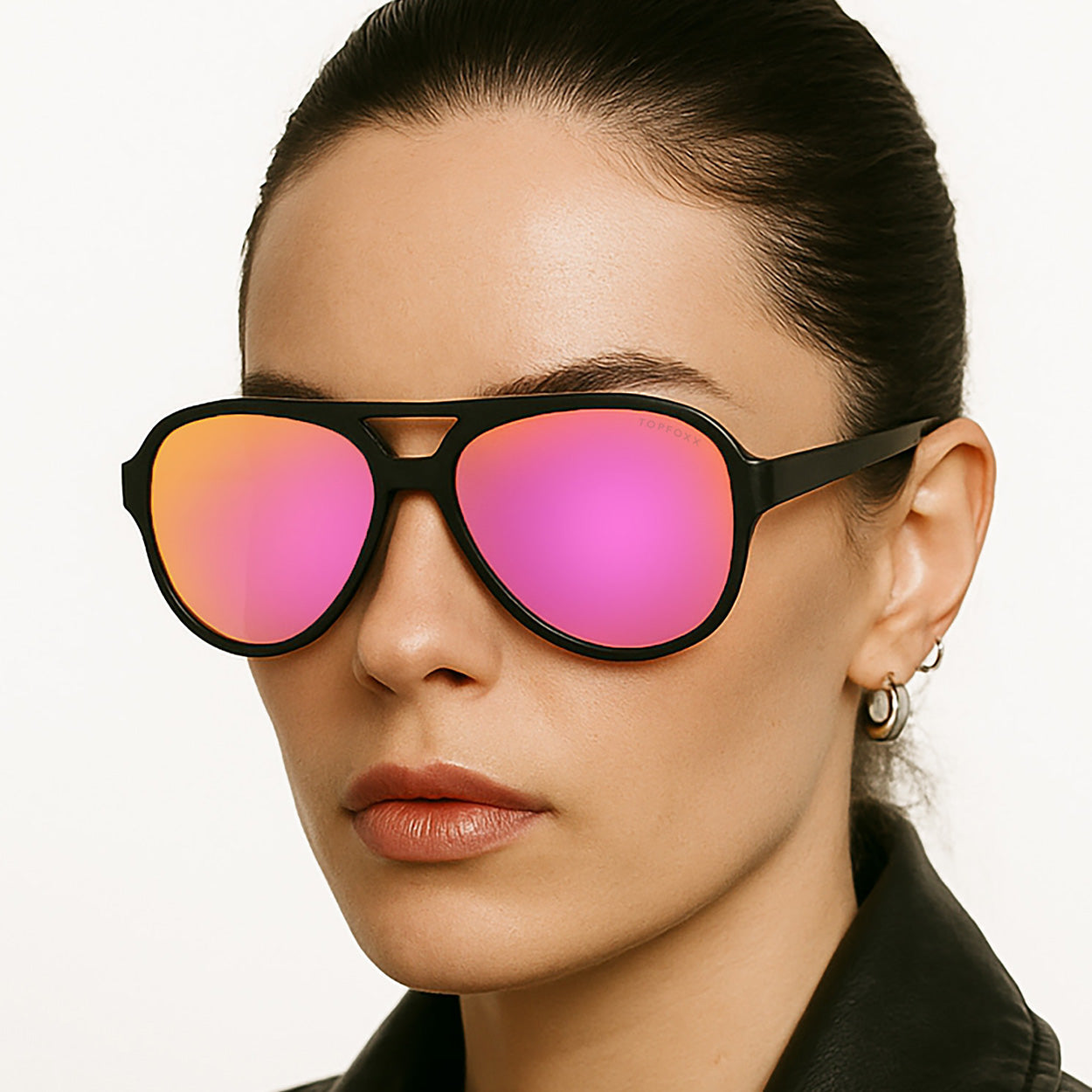 TopFoxx Poseidon Mirrored Pink Tangle-Free Floating Aviator Sunglasses