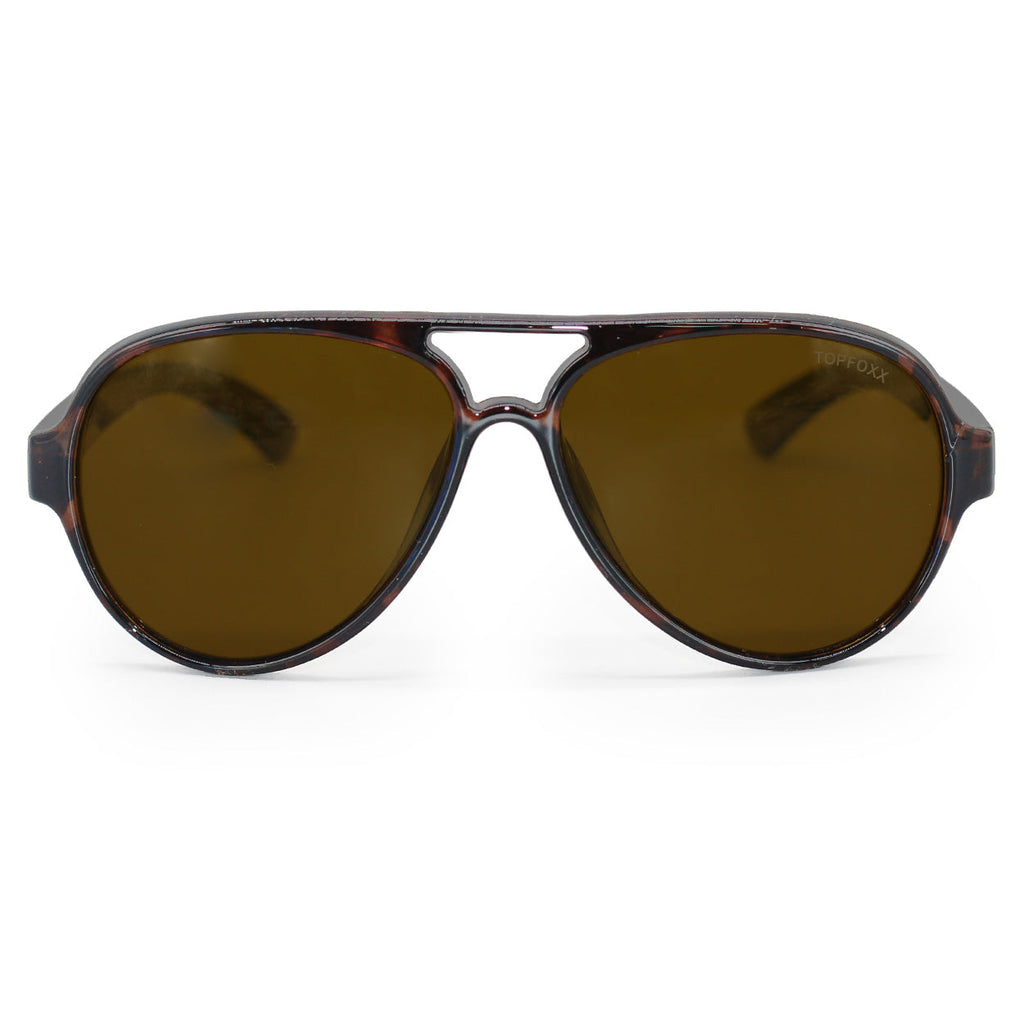 TopFoxx Poseidon Brown Tortoise Tangle-Free Floating Aviator Sunglasses