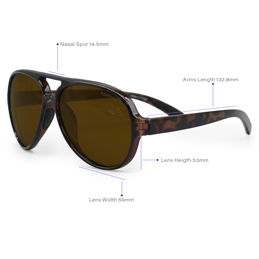 TopFoxx Poseidon Brown Tortoise Tangle-Free Floating Aviator Sunglasses