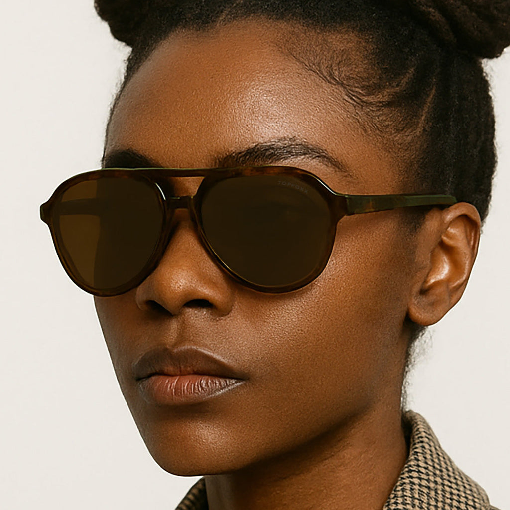 TopFoxx Poseidon Brown Tortoise Tangle-Free Floating Aviator Sunglasses