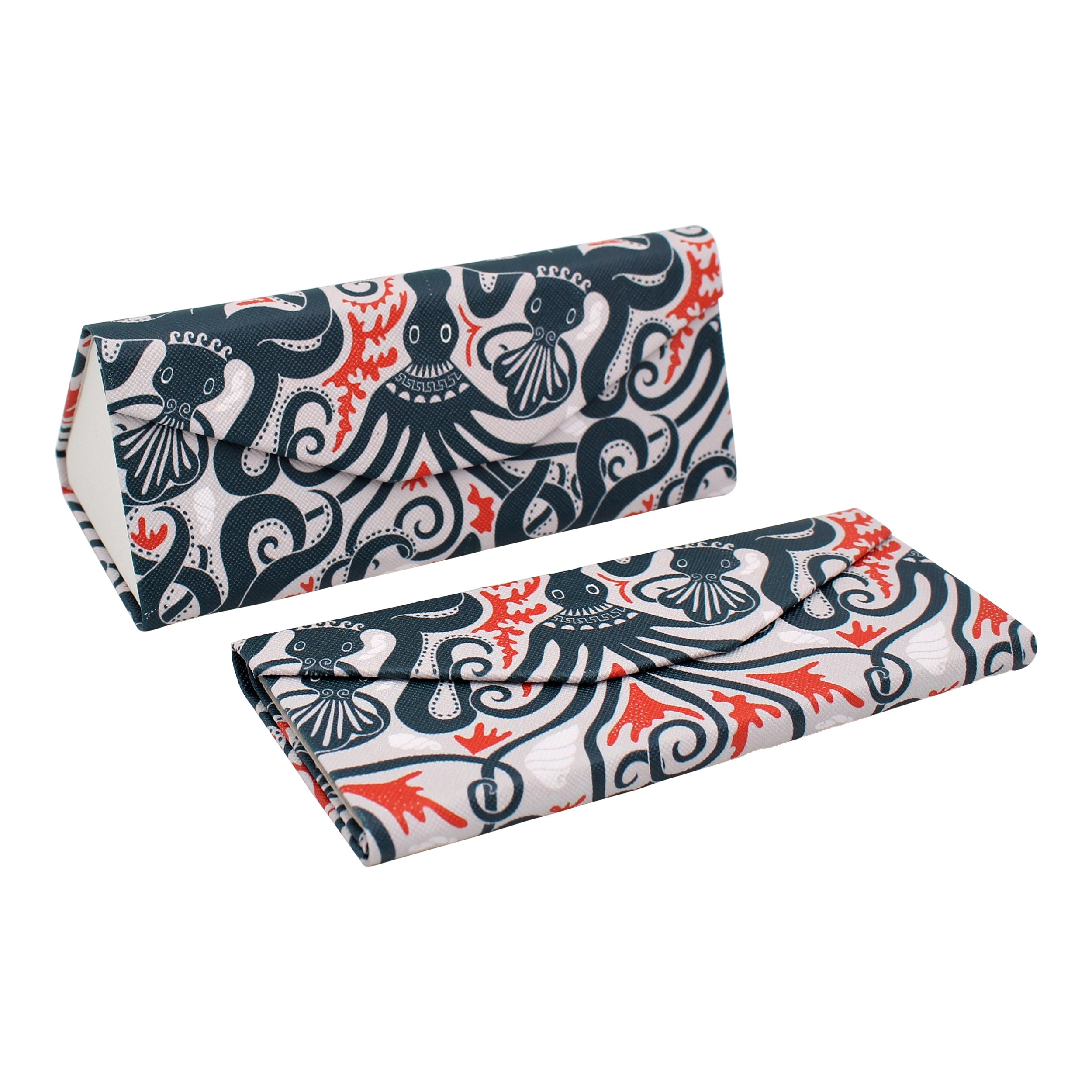 Octopus Print Vegan Leather Glasses Case