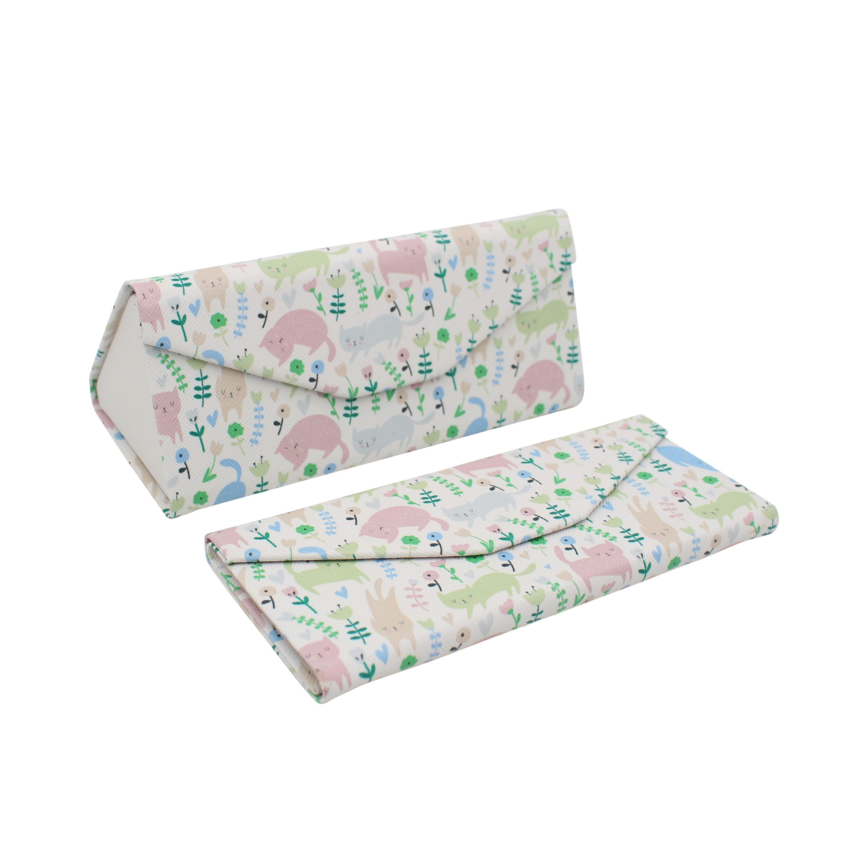 Cat Print Vegan Leather Glasses Case