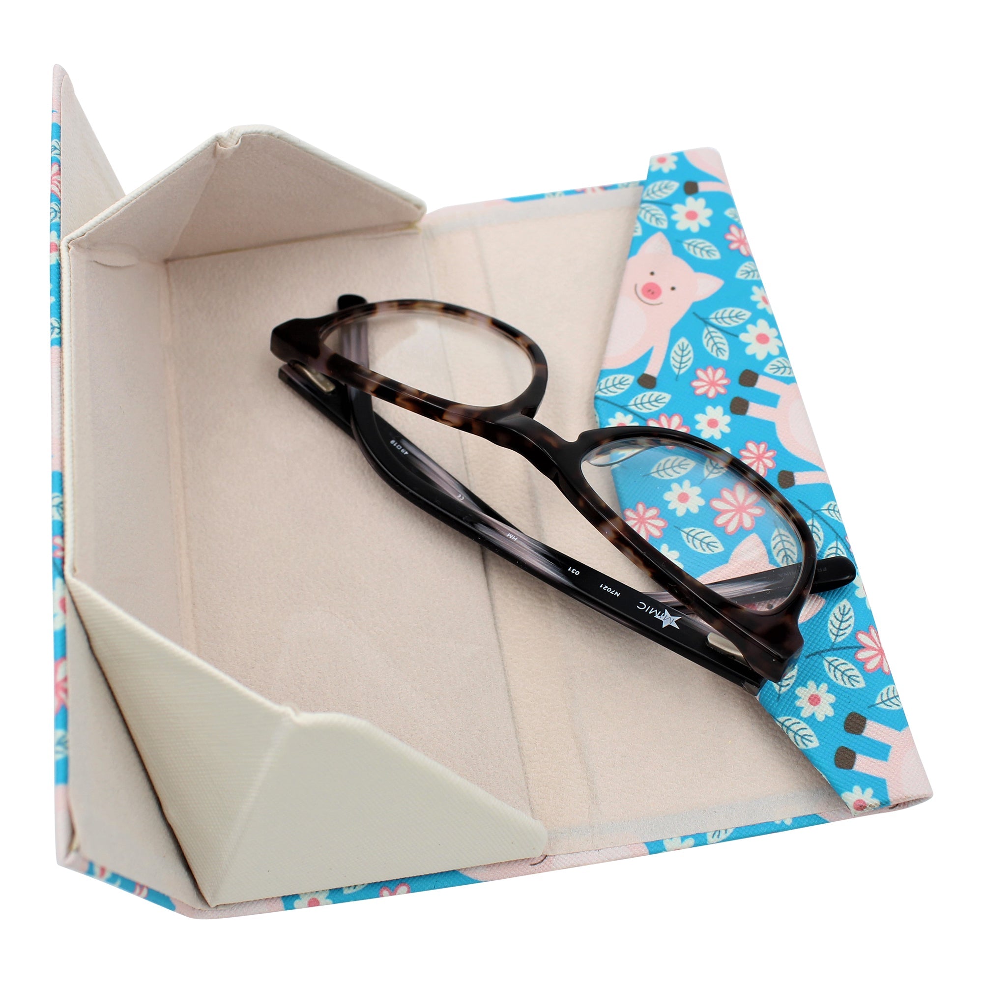 Pig Print Vegan Leather Glasses Case