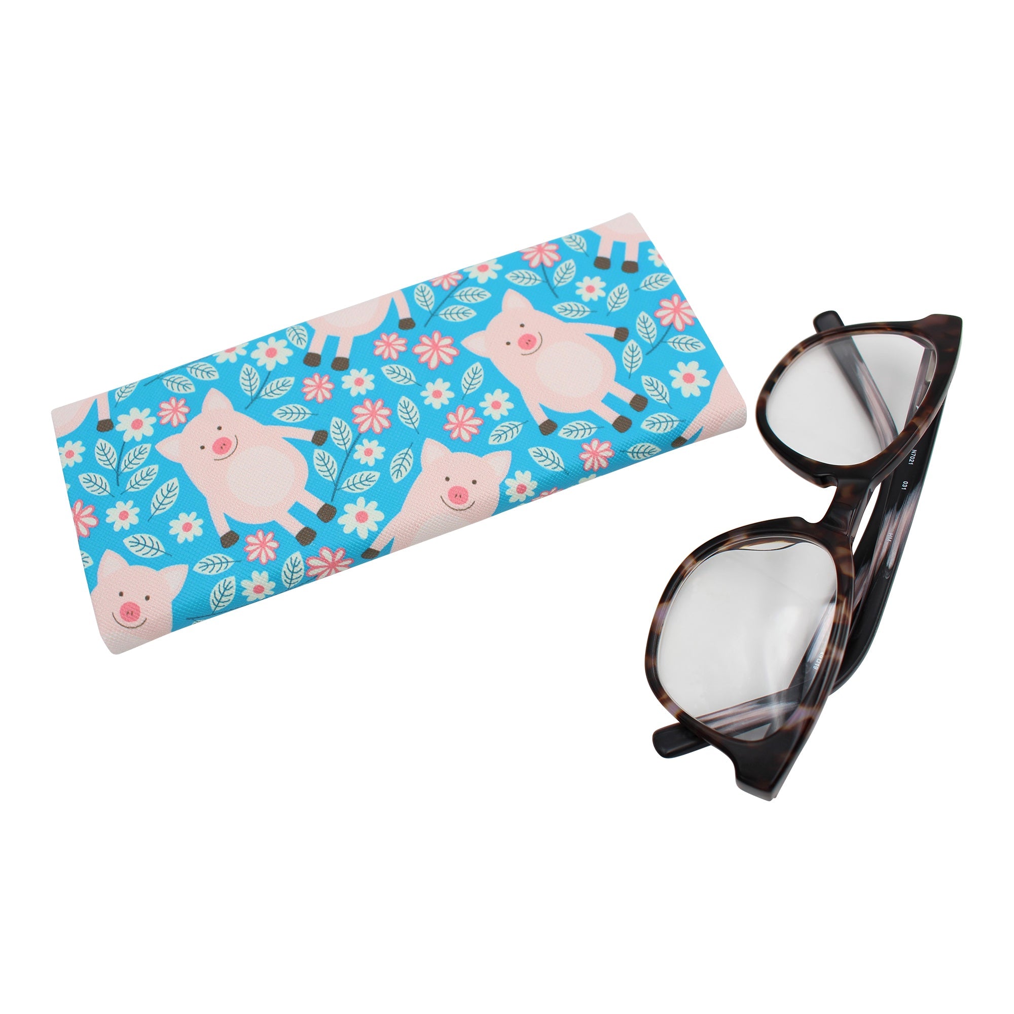 Pig Print Vegan Leather Glasses Case