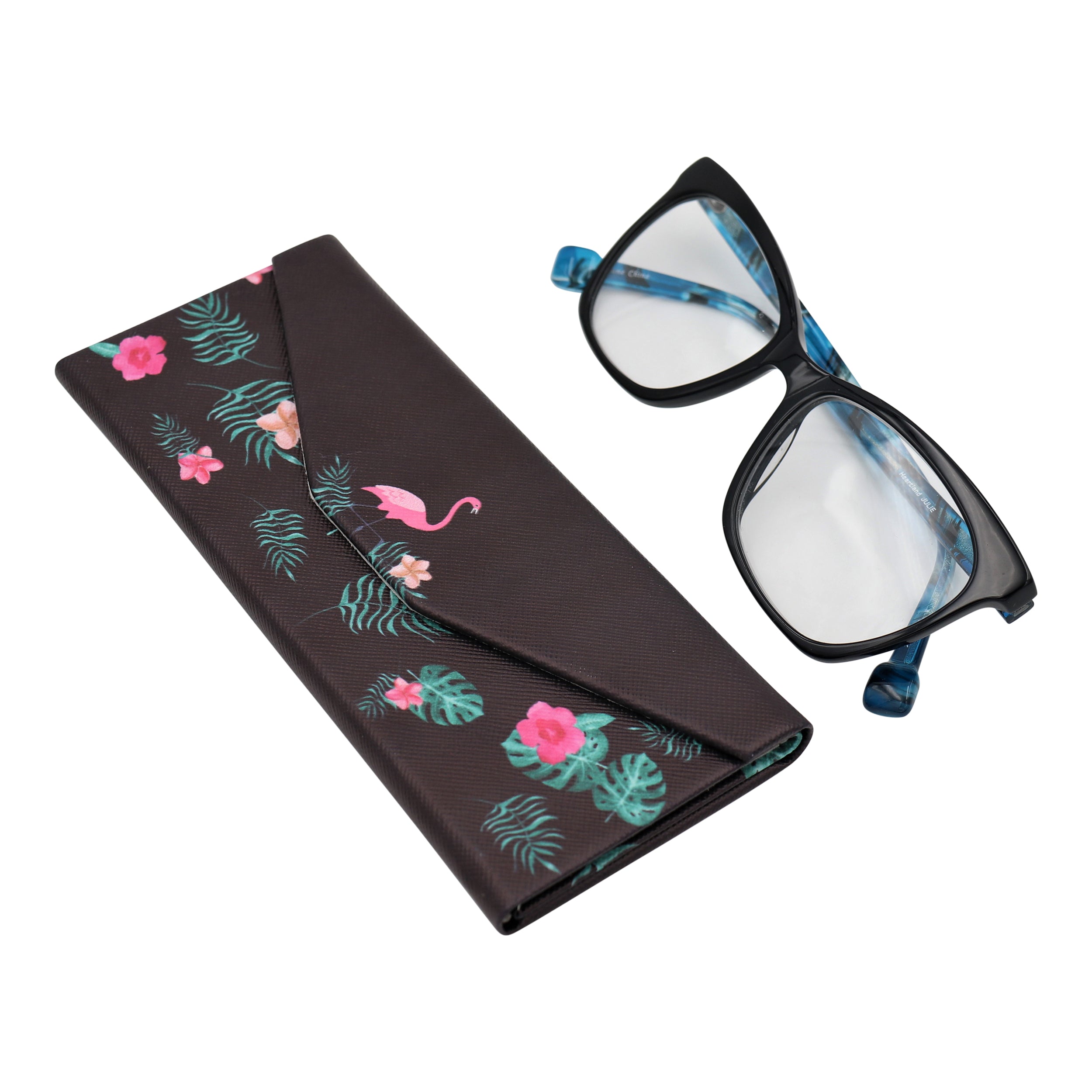 Flamingo Print Vegan Leather Glasses Case