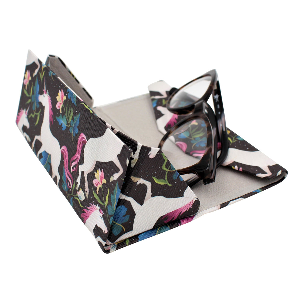 Unicorn Print Vegan Leather Glasses Case