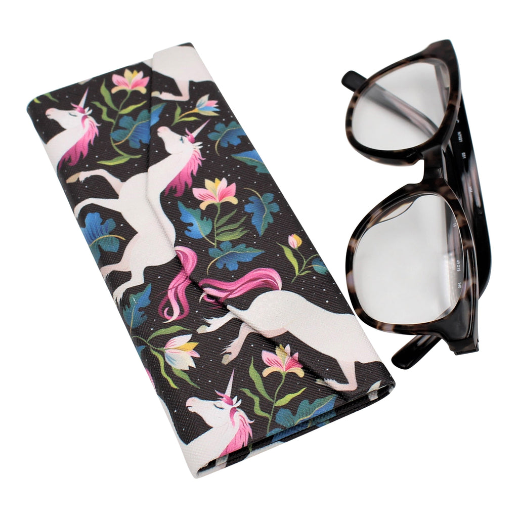 Unicorn Print Vegan Leather Glasses Case