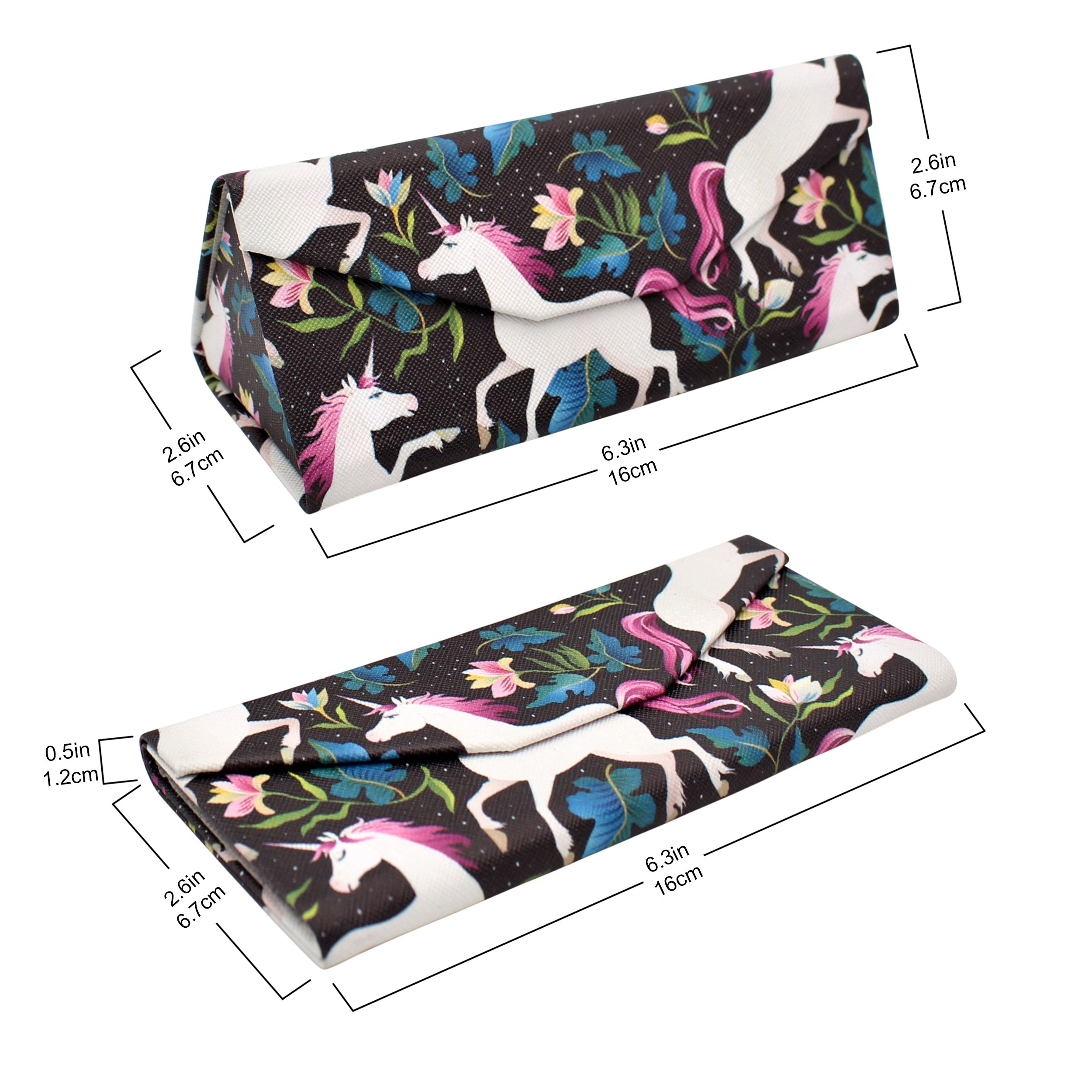Unicorn Print Vegan Leather Glasses Case