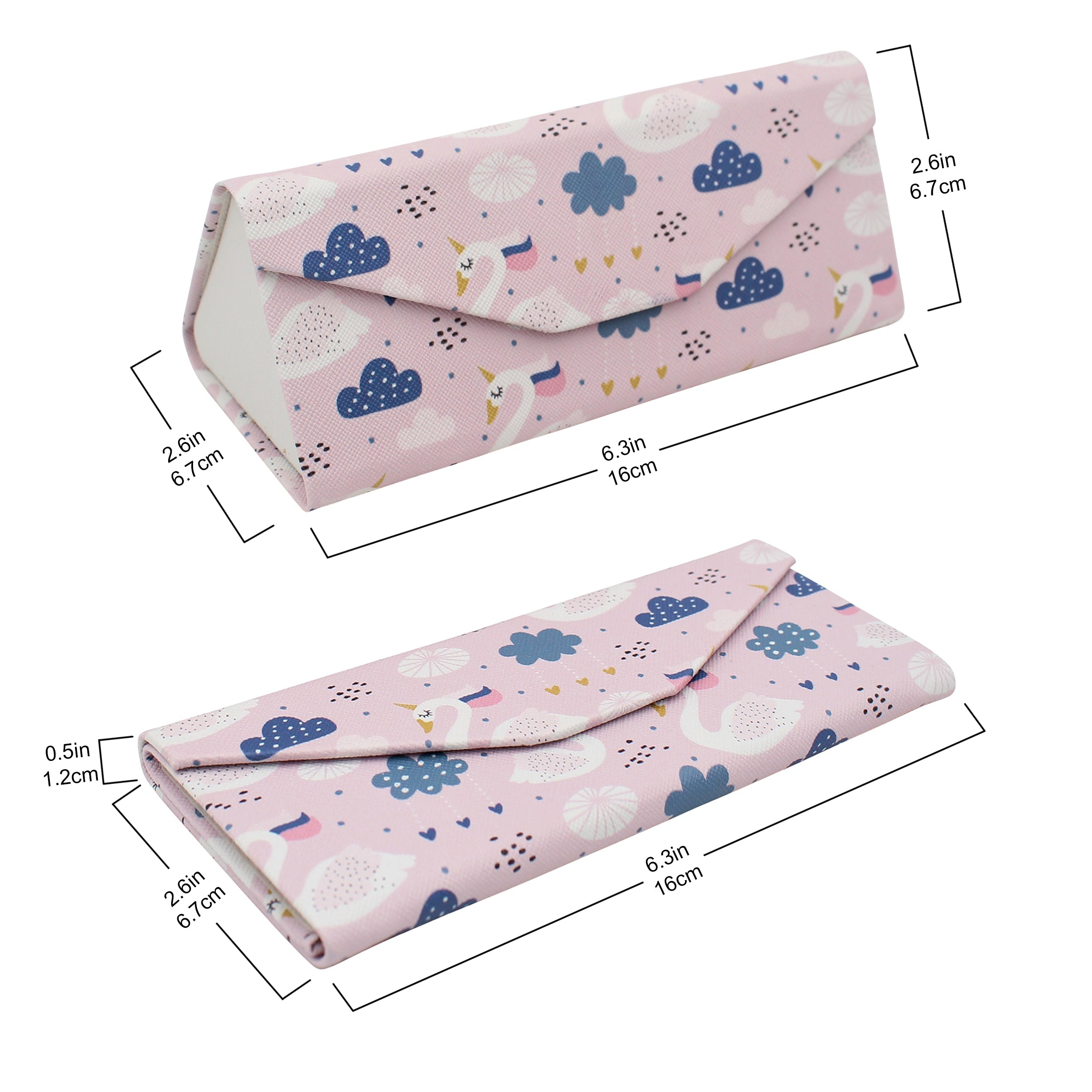 Swan Unicorn Print Vegan Leather Glasses Case