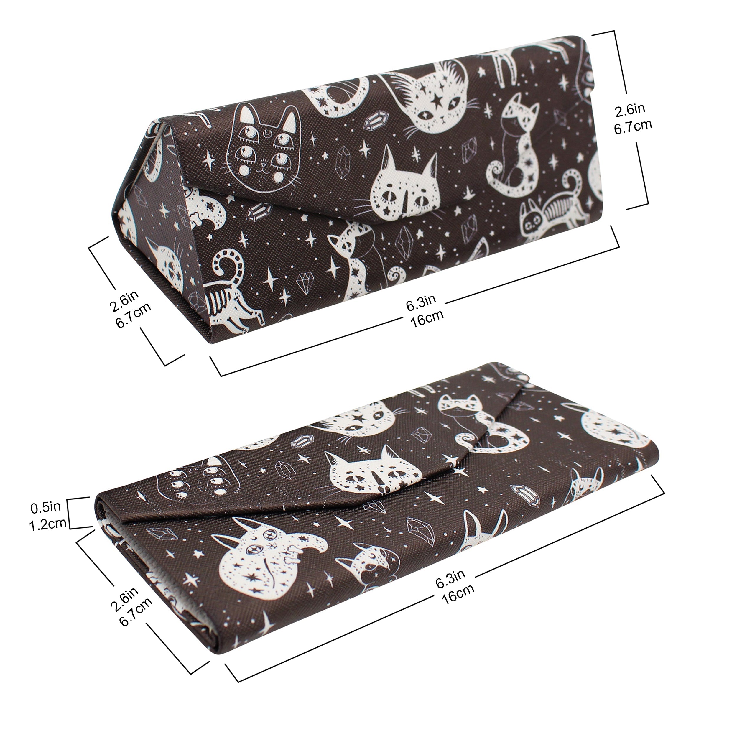 Witchy Cats Halloween Vegan Leather Glasses Case