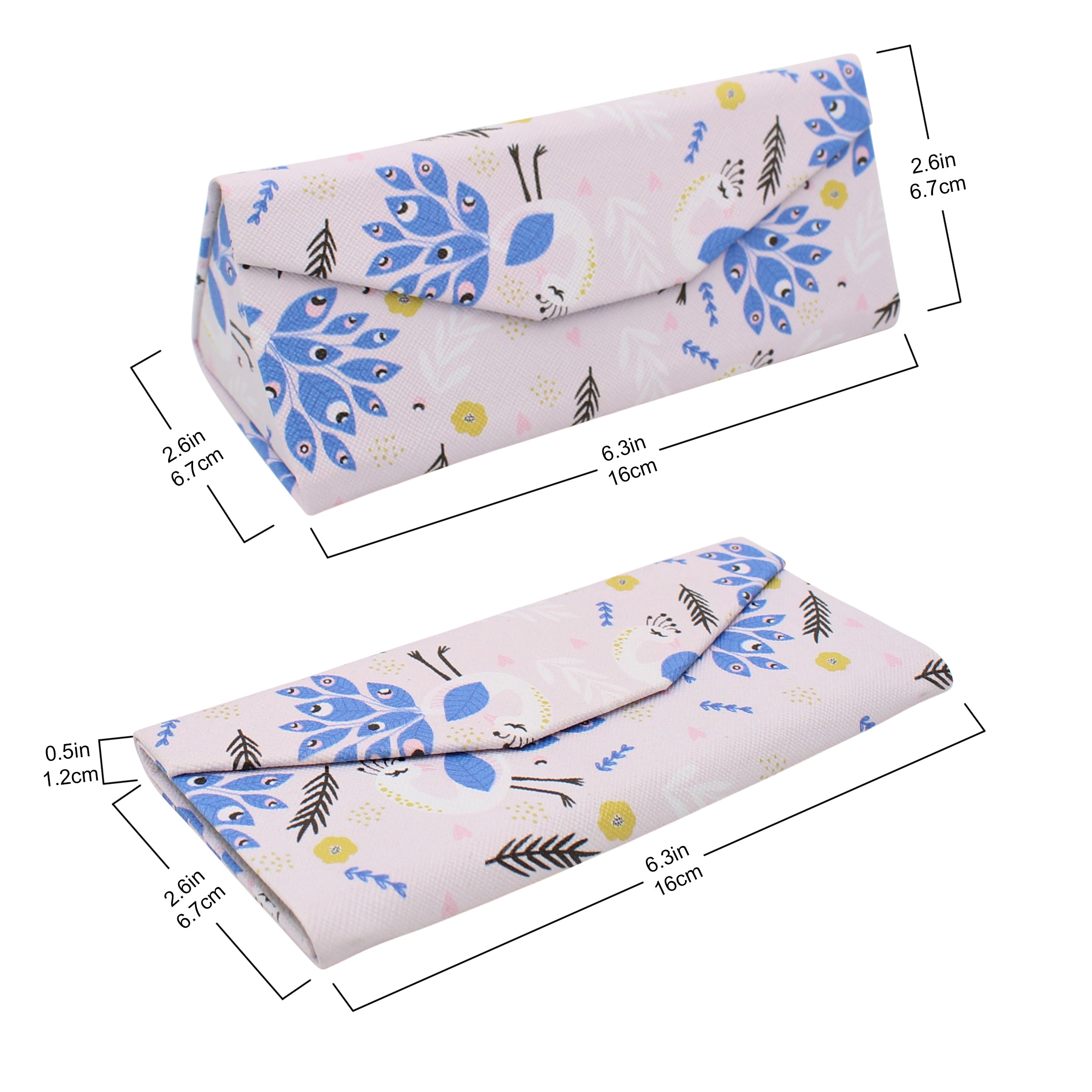 Peacock Print Vegan Leather Glasses Case