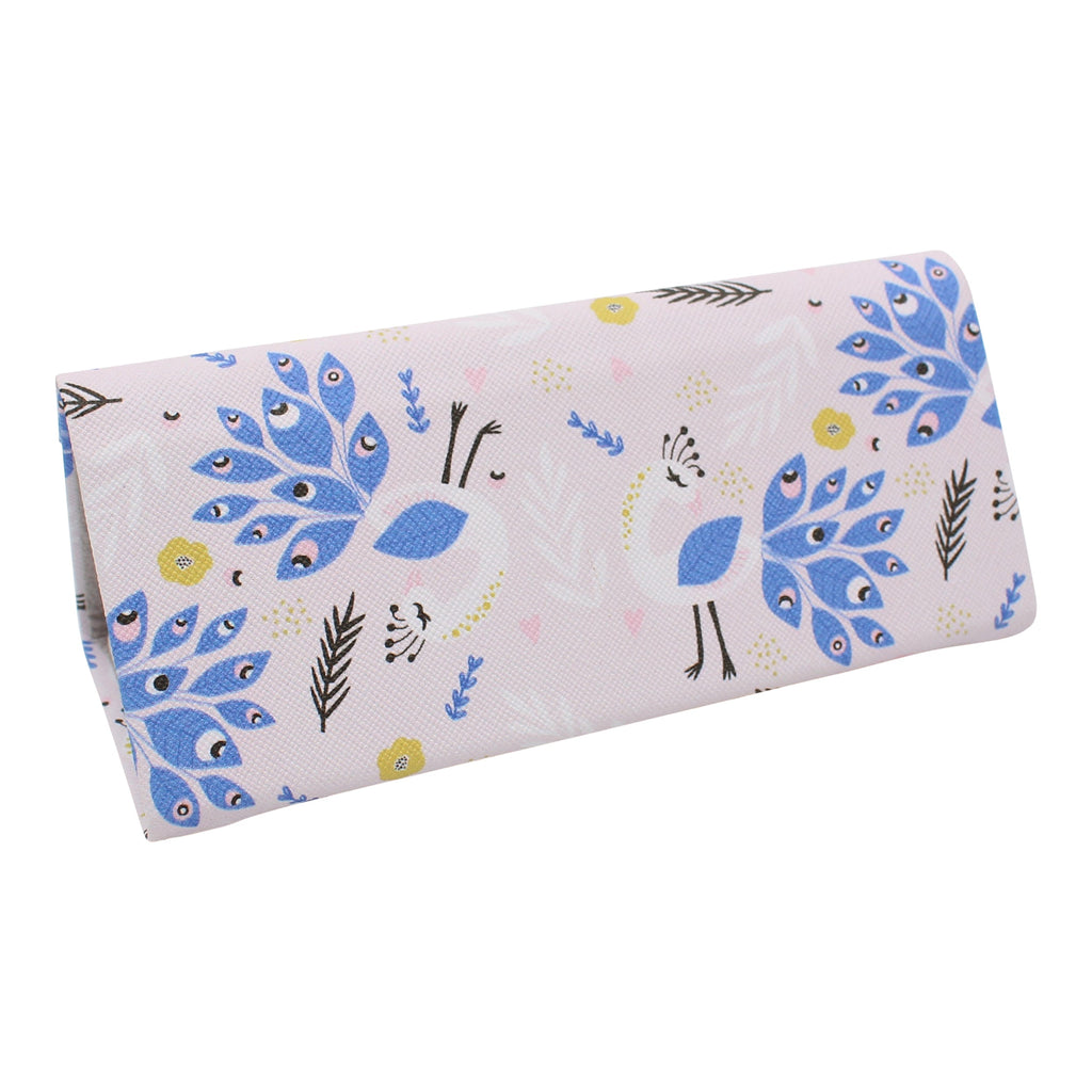 Peacock Print Vegan Leather Glasses Case