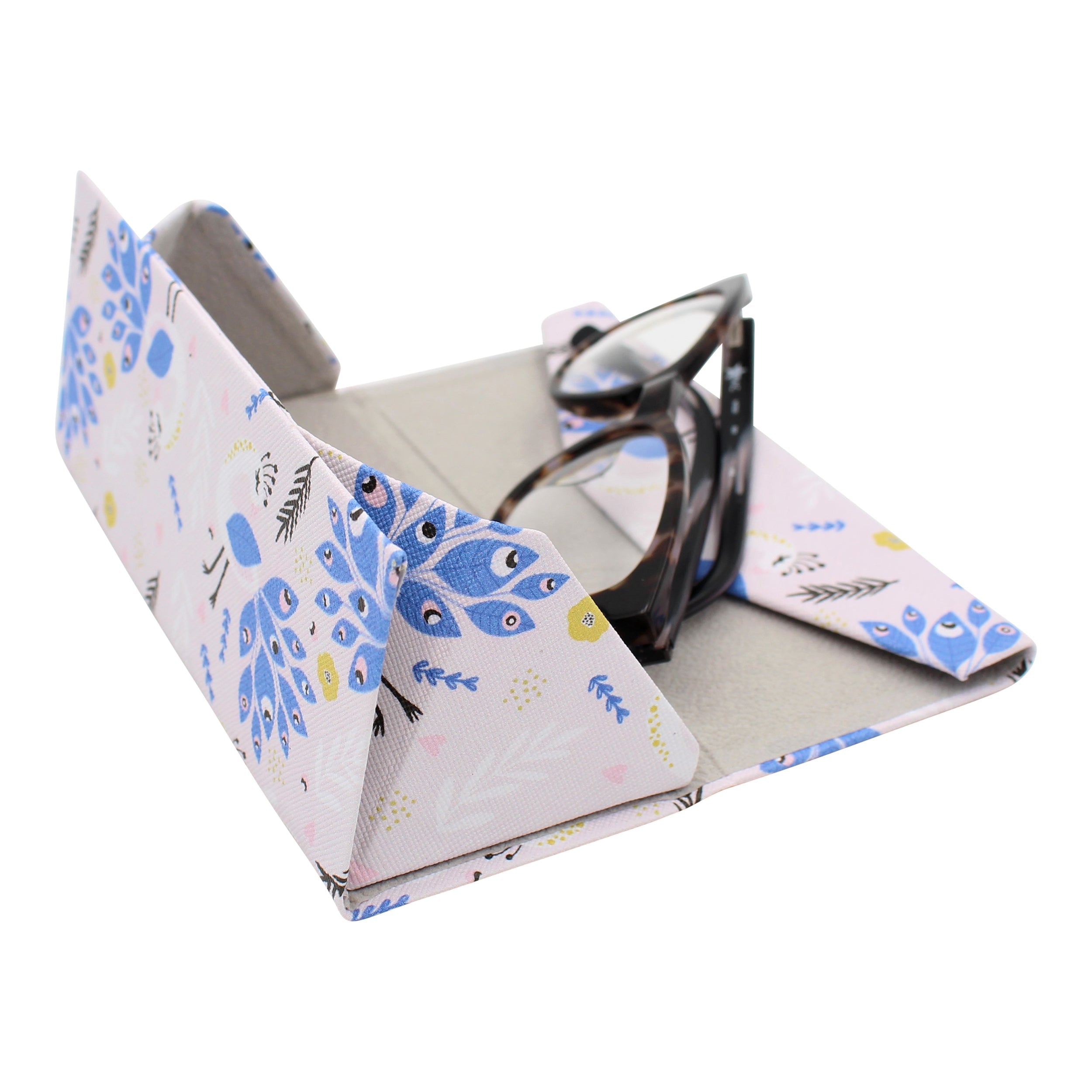 Peacock Print Vegan Leather Glasses Case