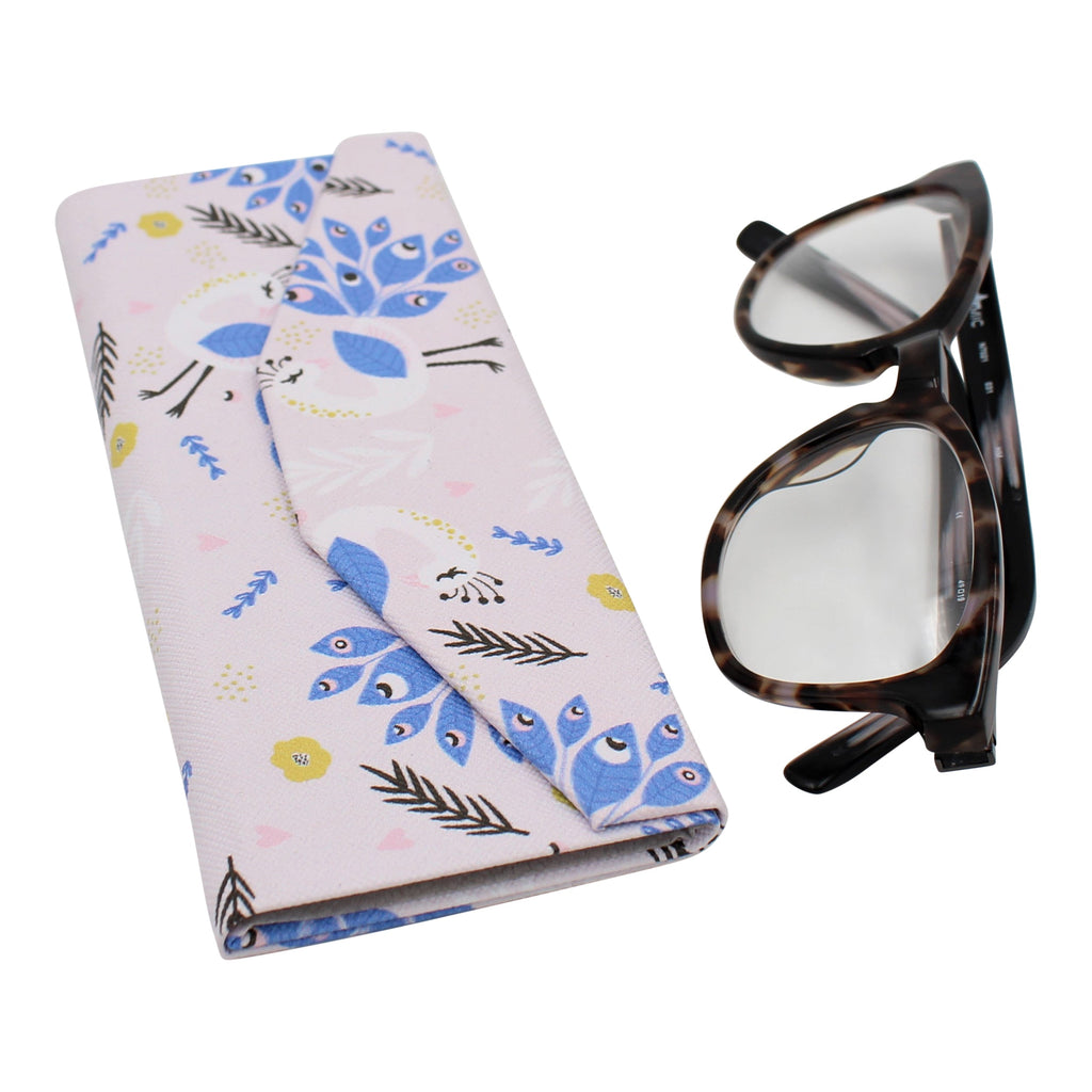 Peacock Print Vegan Leather Glasses Case