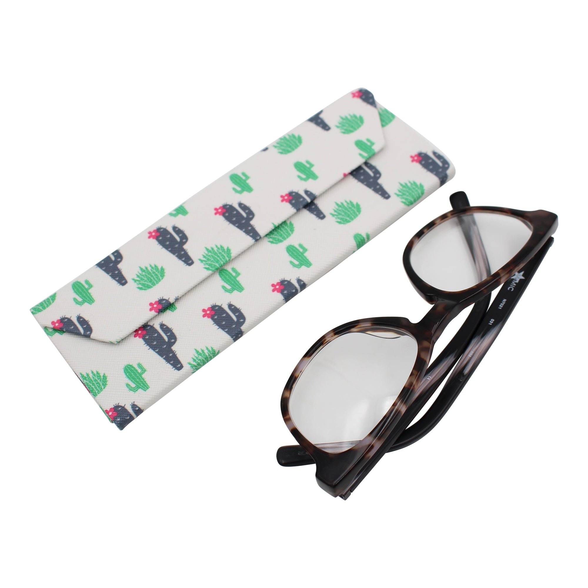 Small Cactus Print Vegan Leather Glasses Case