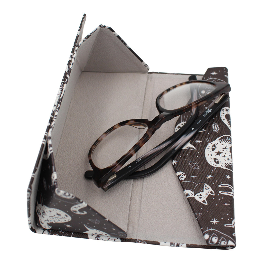 Witchy Cats Halloween Vegan Leather Glasses Case