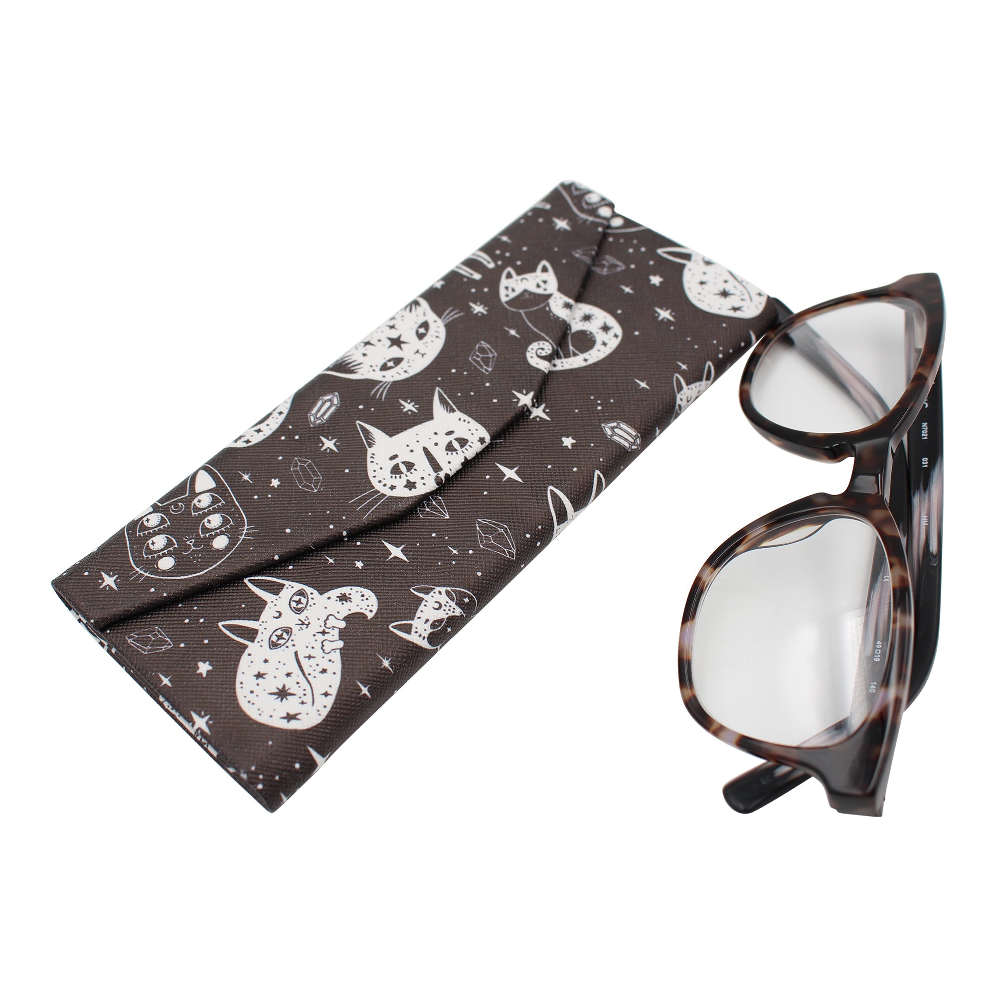 Witchy Cats Halloween Vegan Leather Glasses Case