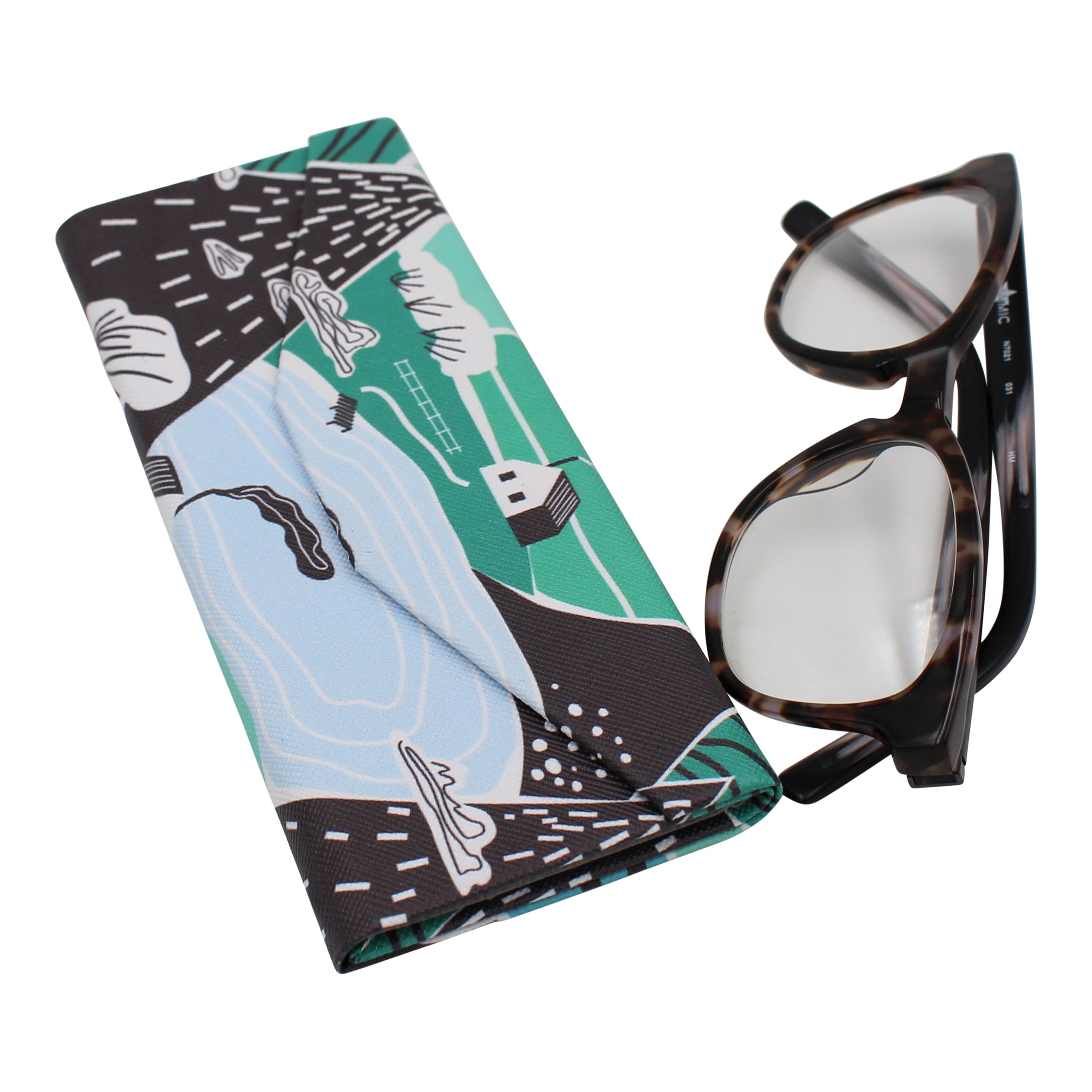 Farm House Print Vegan Leather Glasses Case