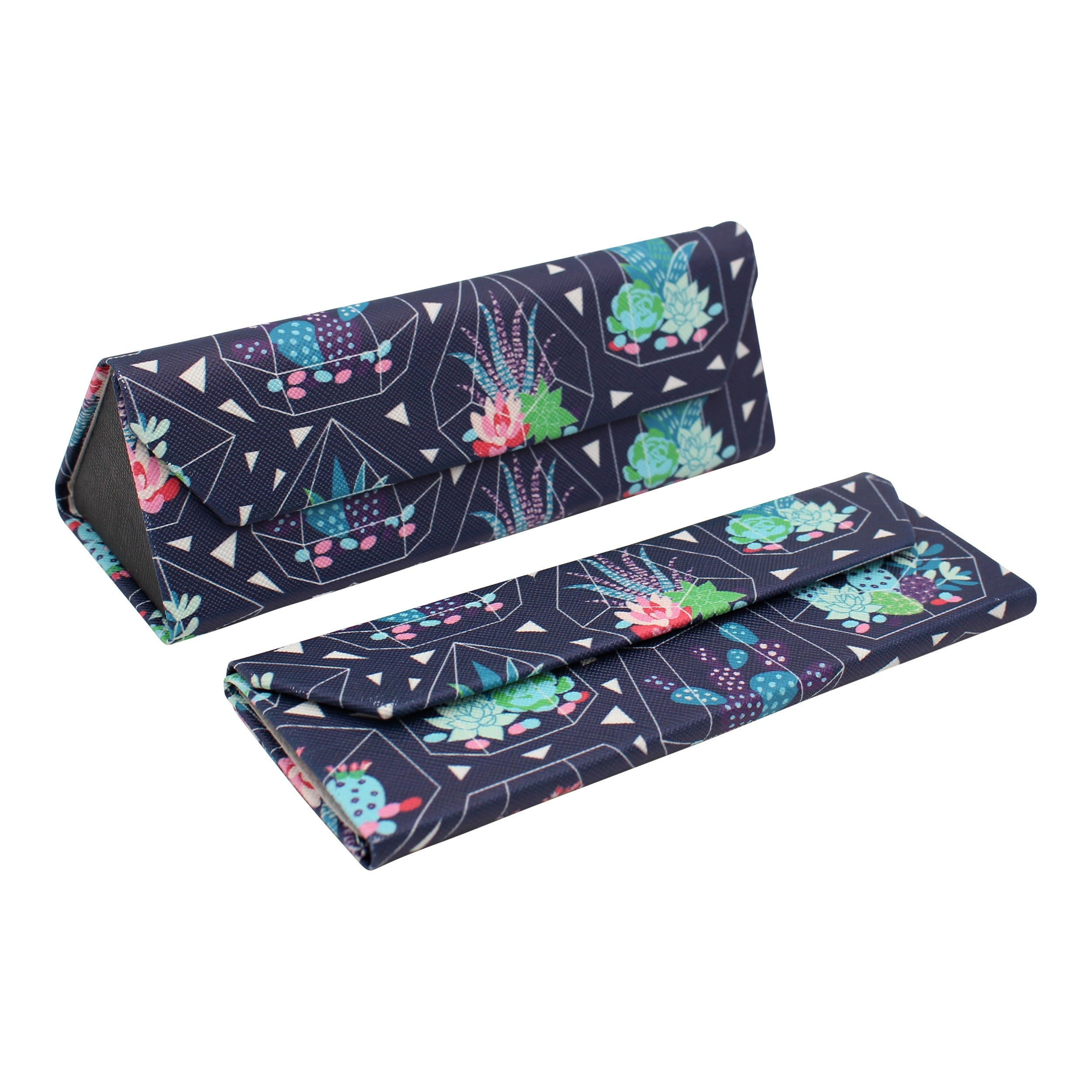 Small Succulent Terrarium Print Vegan Leather Glasses Case