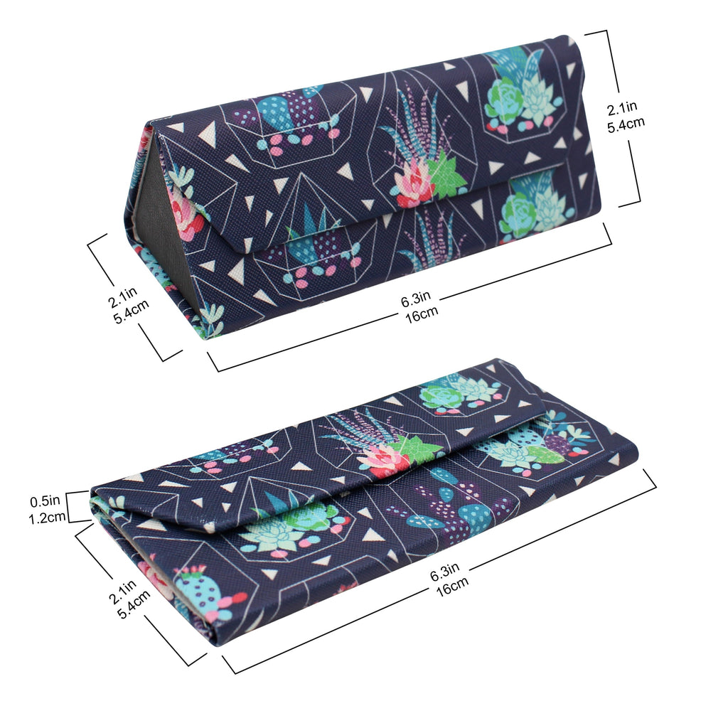 Small Succulent Terrarium Print Vegan Leather Glasses Case