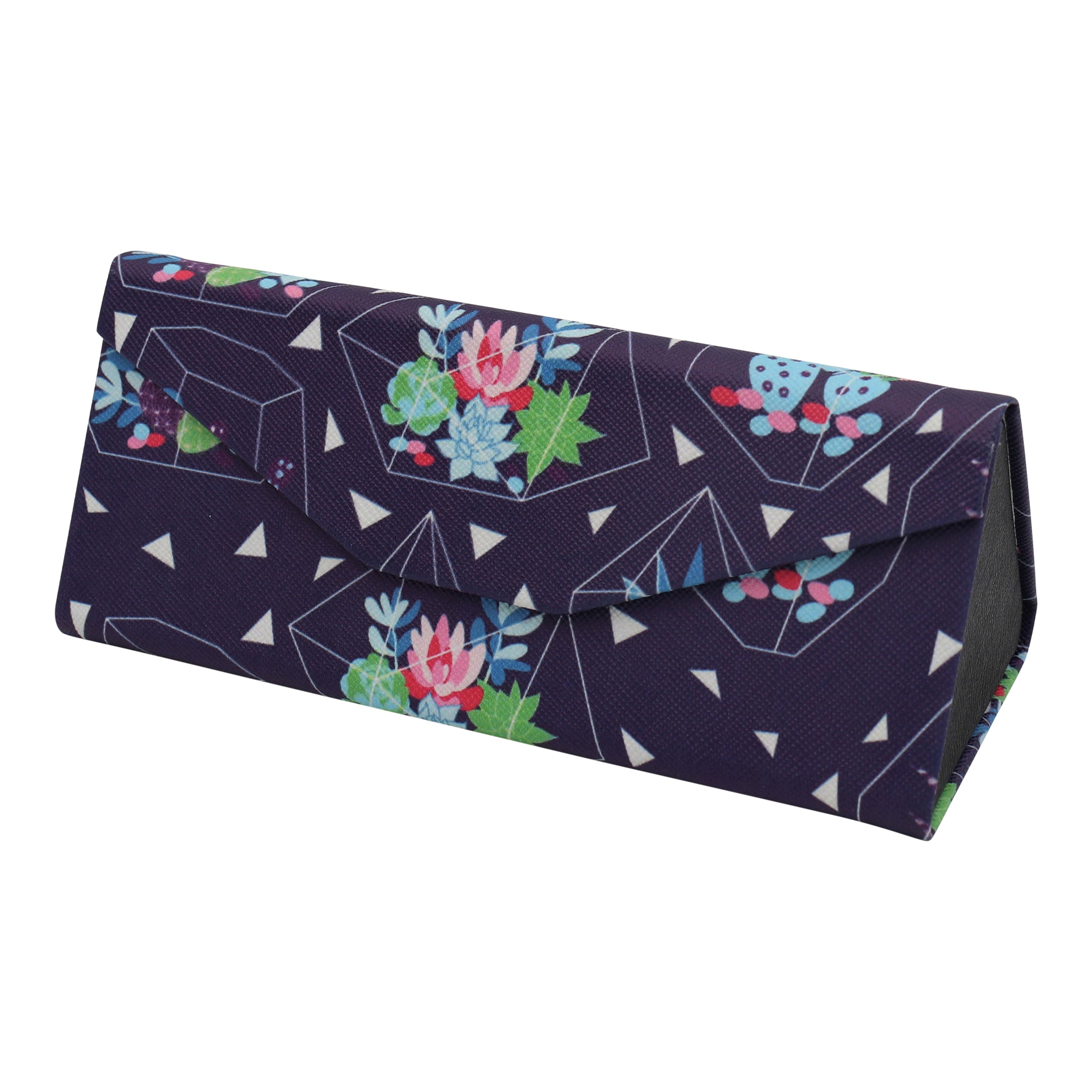 Succulent Terrarium Print Vegan Leather Glasses Case
