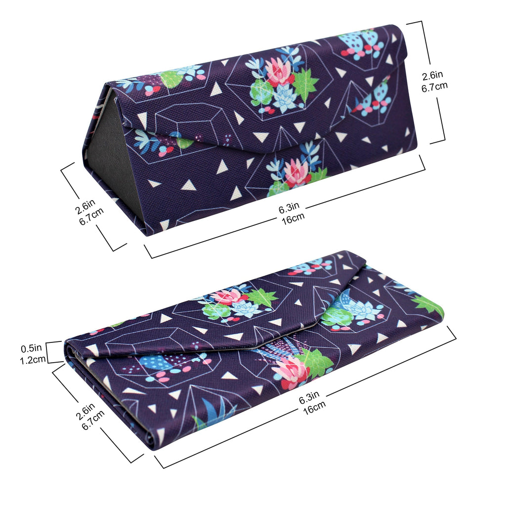 Succulent Terrarium Print Vegan Leather Glasses Case