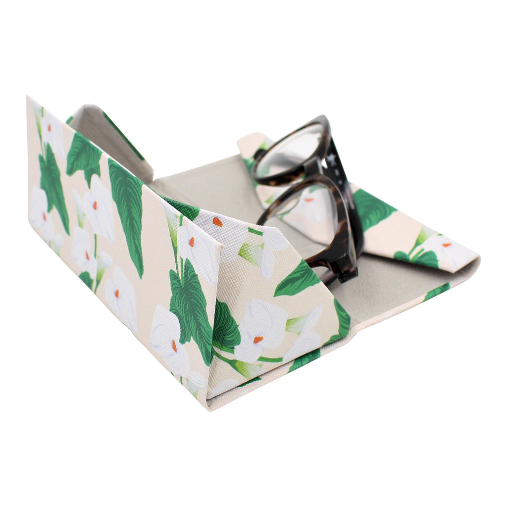 Lily Print Vegan Leather Glasses Case