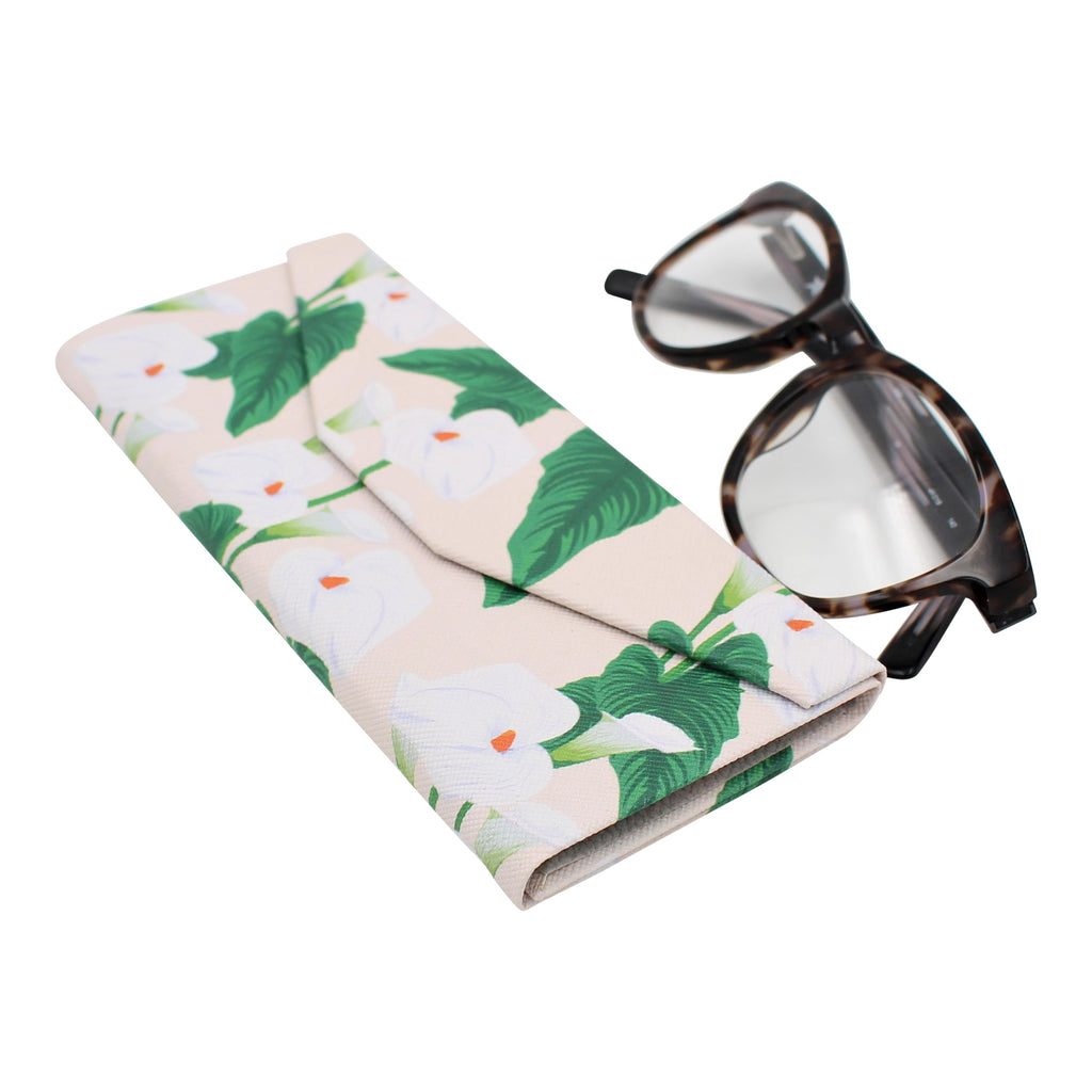 Lily Print Vegan Leather Glasses Case