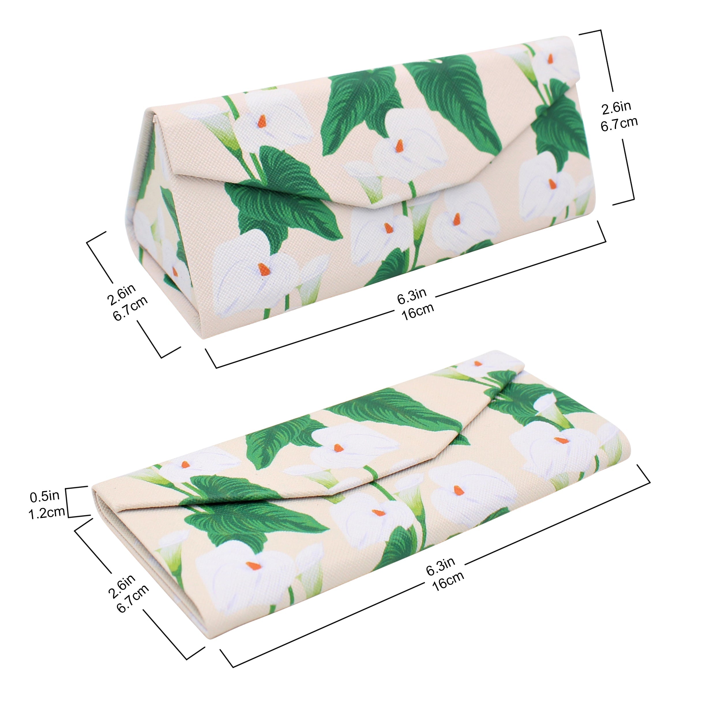 Lily Print Vegan Leather Glasses Case