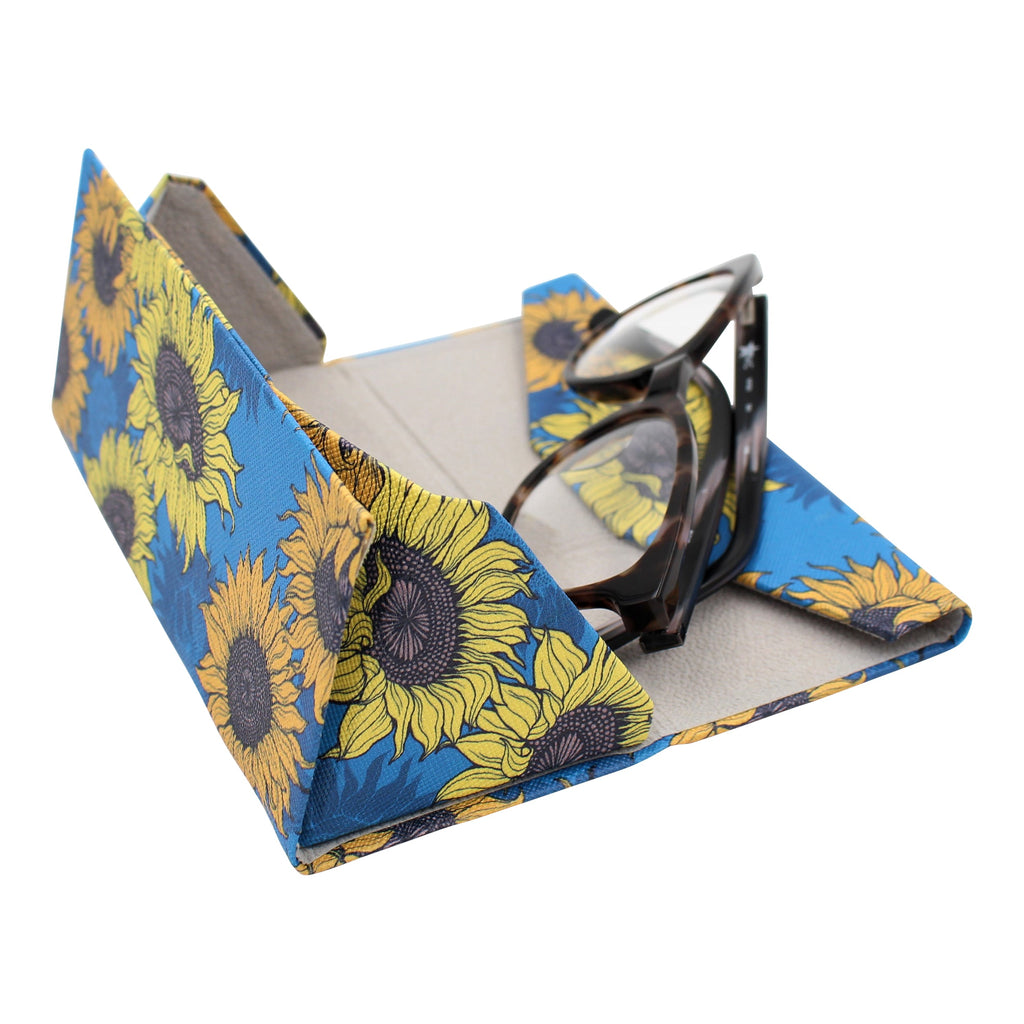 Sunflowers Print Vegan Leather Glasses Case