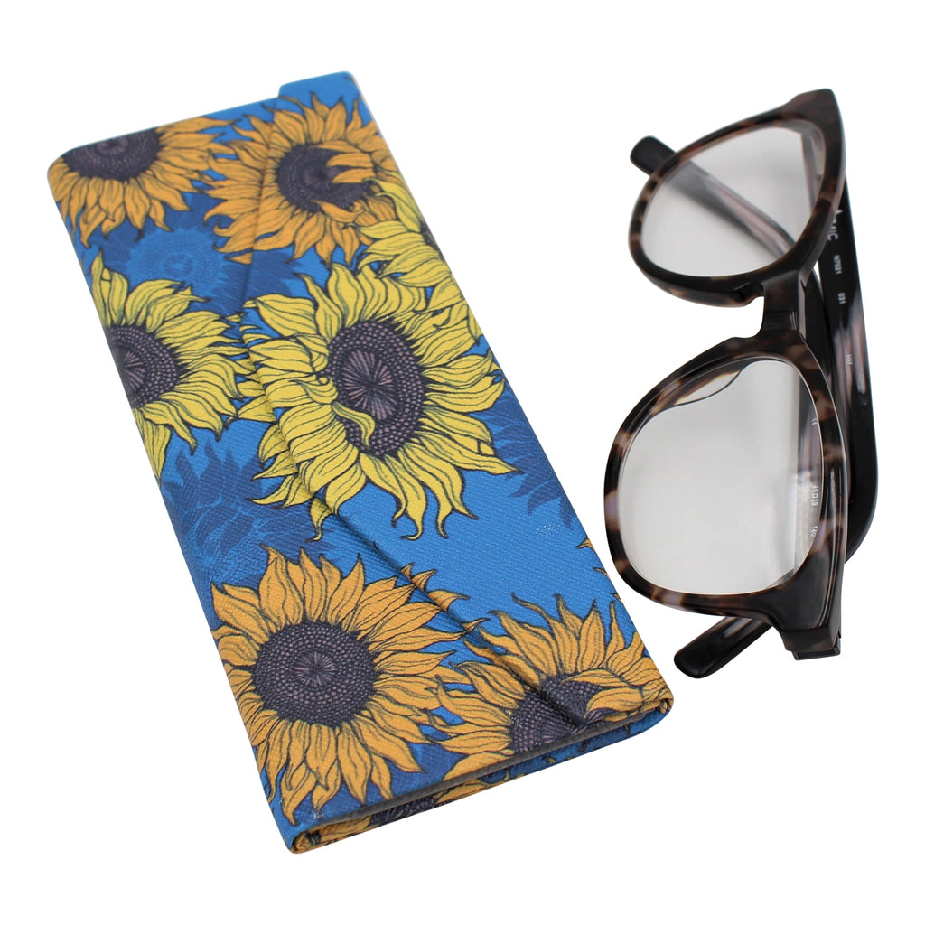 Sunflowers Print Vegan Leather Glasses Case