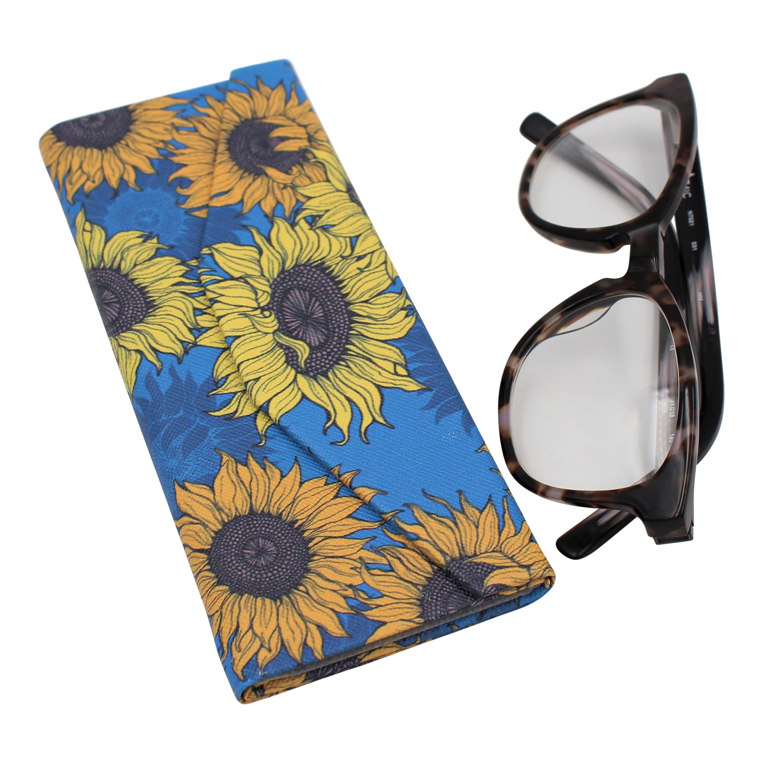 Sunflowers Print Vegan Leather Glasses Case